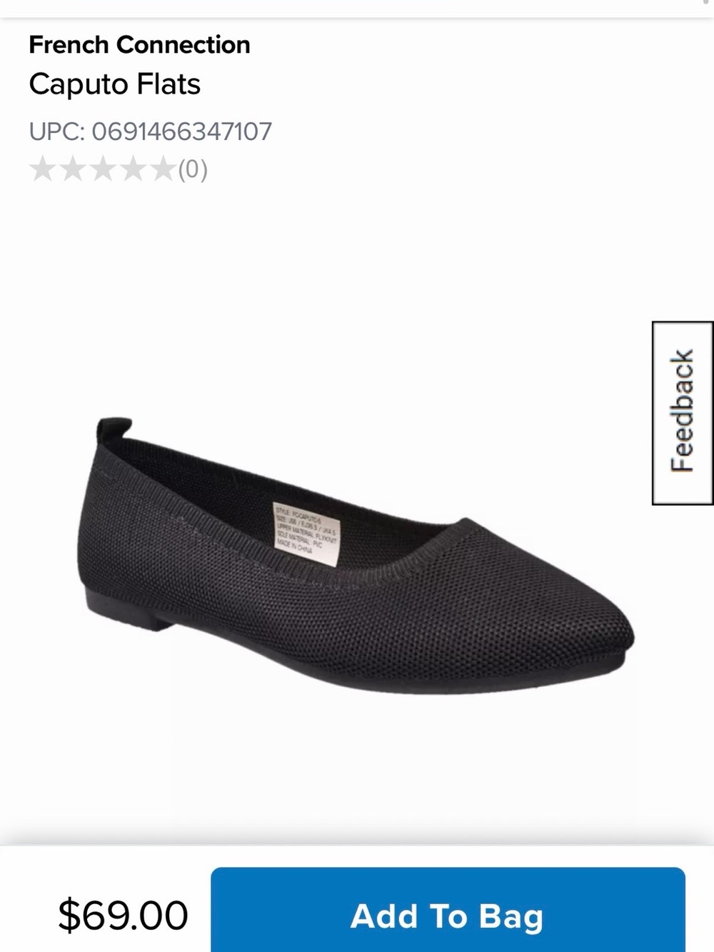 French Connection Black Knit Slip-On Ballet Flats
